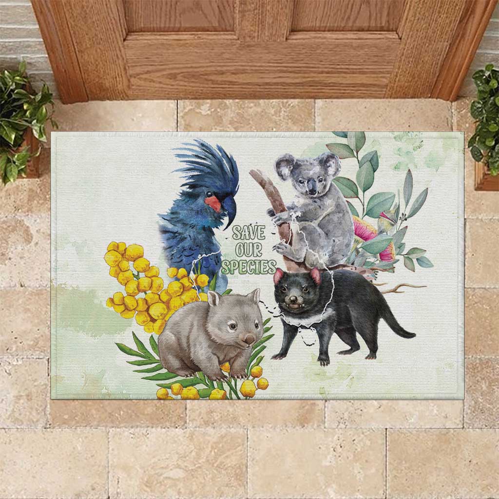 National Threatened Species Day Australia Rubber Doormat Aussie Animals Save Our Species - Aussie Hoodie