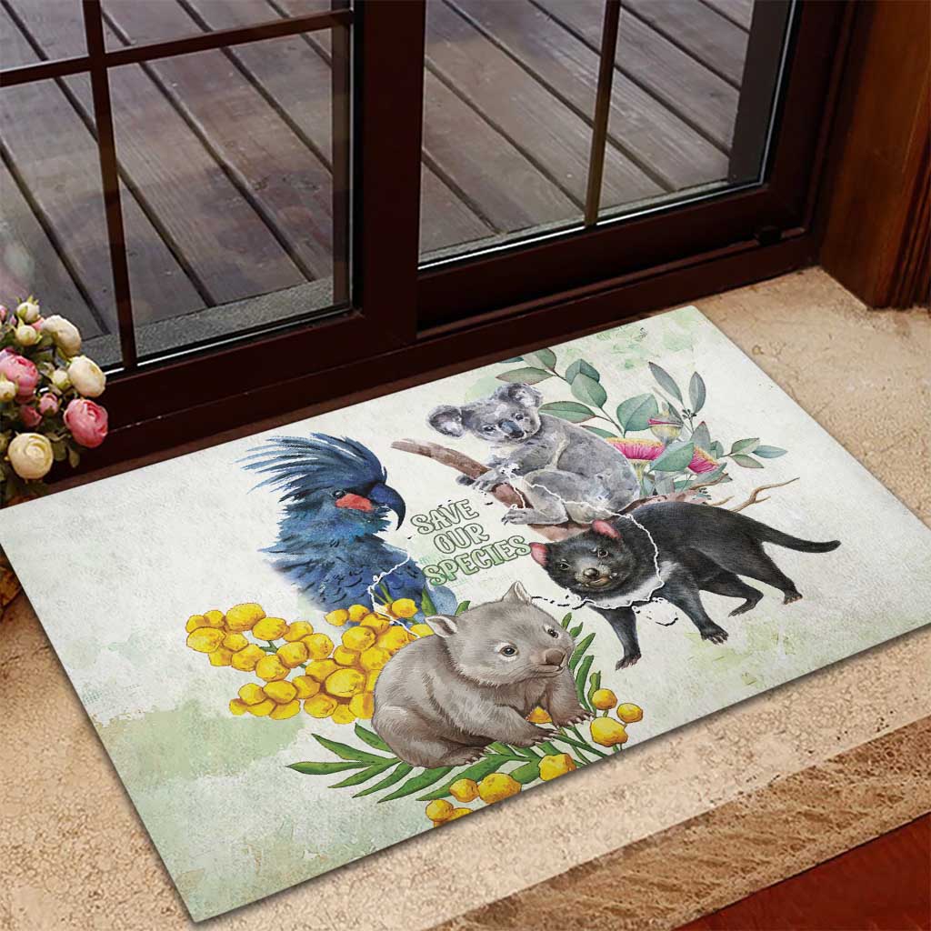 National Threatened Species Day Australia Rubber Doormat Aussie Animals Save Our Species - Aussie Hoodie