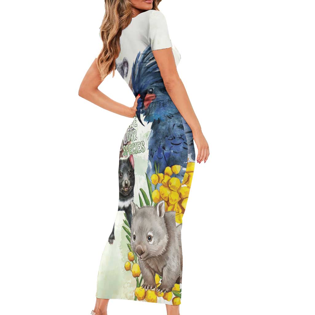 National Threatened Species Day Australia Short Sleeve Bodycon Dress Aussie Animals Save Our Species - Aussie Hoodie