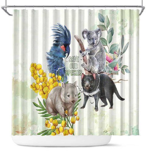 National Threatened Species Day Australia Shower Curtain Aussie Animals Save Our Species - Aussie Hoodie