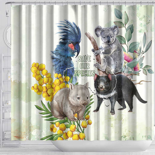 National Threatened Species Day Australia Shower Curtain Aussie Animals Save Our Species - Aussie Hoodie