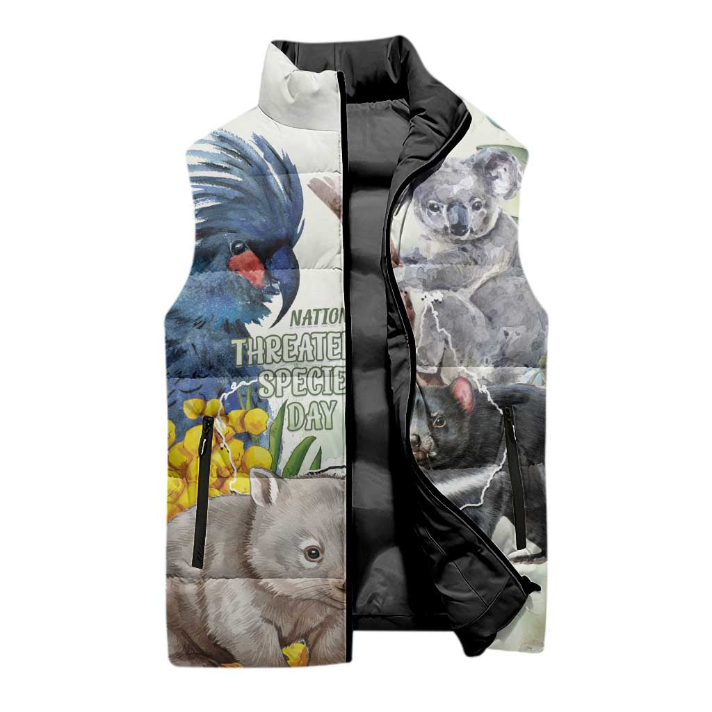 National Threatened Species Day Australia Sleeveless Puffer Jacket Aussie Animals Save Our Species - Aussie Hoodie
