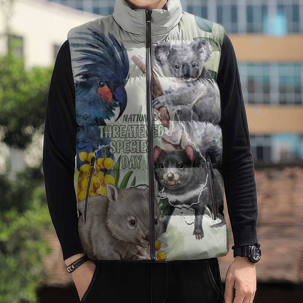 National Threatened Species Day Australia Sleeveless Puffer Jacket Aussie Animals Save Our Species - Aussie Hoodie