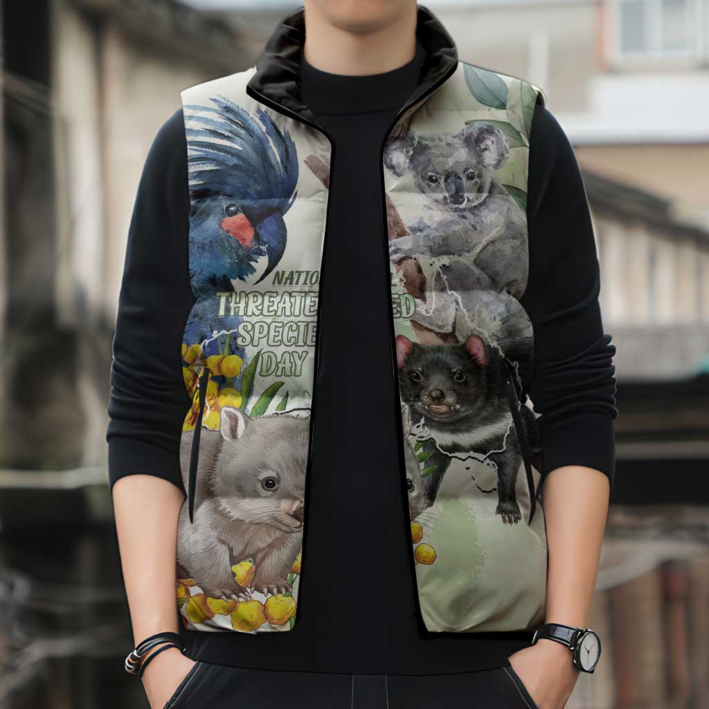 National Threatened Species Day Australia Sleeveless Puffer Jacket Aussie Animals Save Our Species - Aussie Hoodie