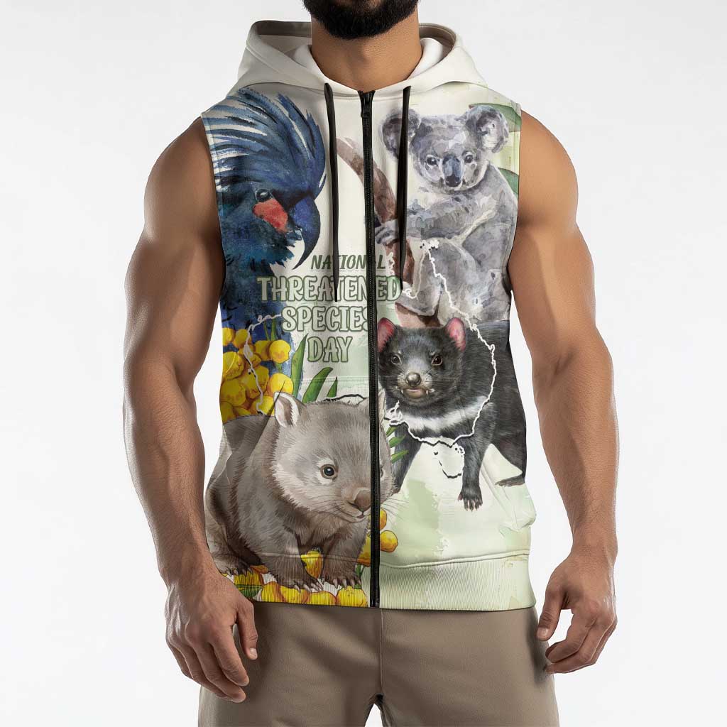 National Threatened Species Day Australia Sleeveless Zip Hoodie Aussie Animals Save Our Species LT14