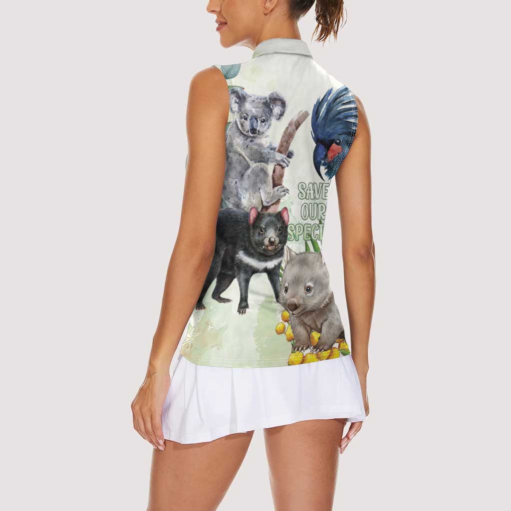 National Threatened Species Day Australia Women Sleeveless Polo Shirt Aussie Animals Save Our Species - Aussie Hoodie