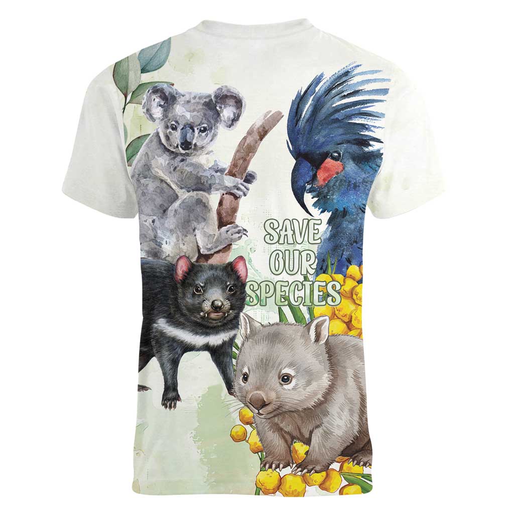 National Threatened Species Day Australia Women V-Neck T-Shirt Aussie Animals Save Our Species - Aussie Hoodie