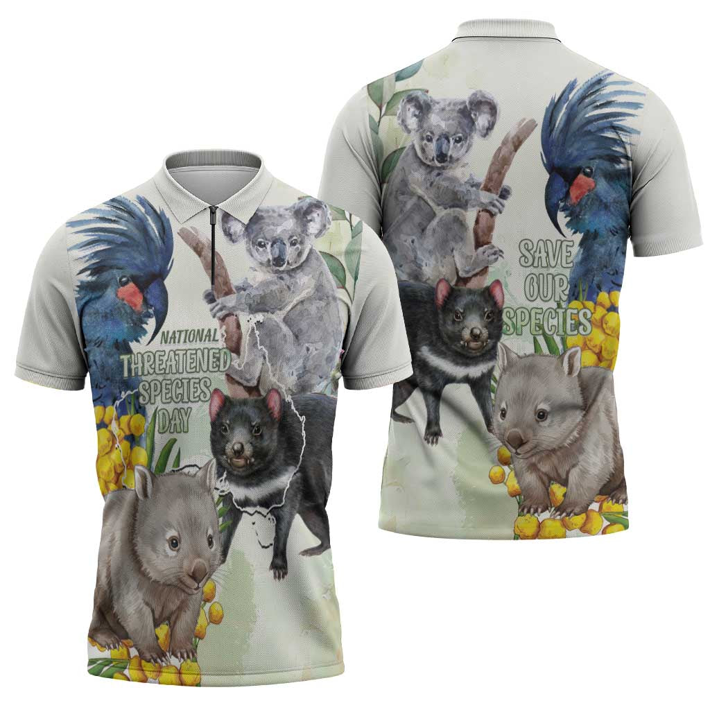 National Threatened Species Day Australia Zipper Polo Shirt Aussie Animals Save Our Species - Aussie Hoodie