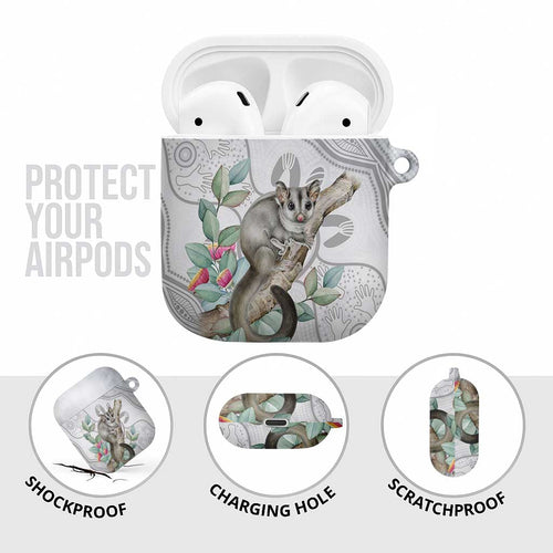 Australia Opossum AirPods Case Aboriginal Art Gumtree Blossoms Grunge - Aussie Hoodie