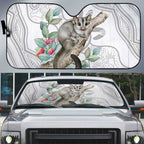 Australia Opossum Auto Sun Shade Aboriginal Art Gumtree Blossoms Grunge - Aussie Hoodie