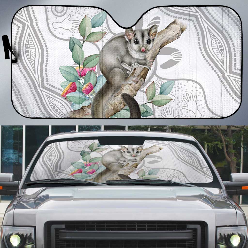 Australia Opossum Auto Sun Shade Aboriginal Art Gumtree Blossoms Grunge - Aussie Hoodie