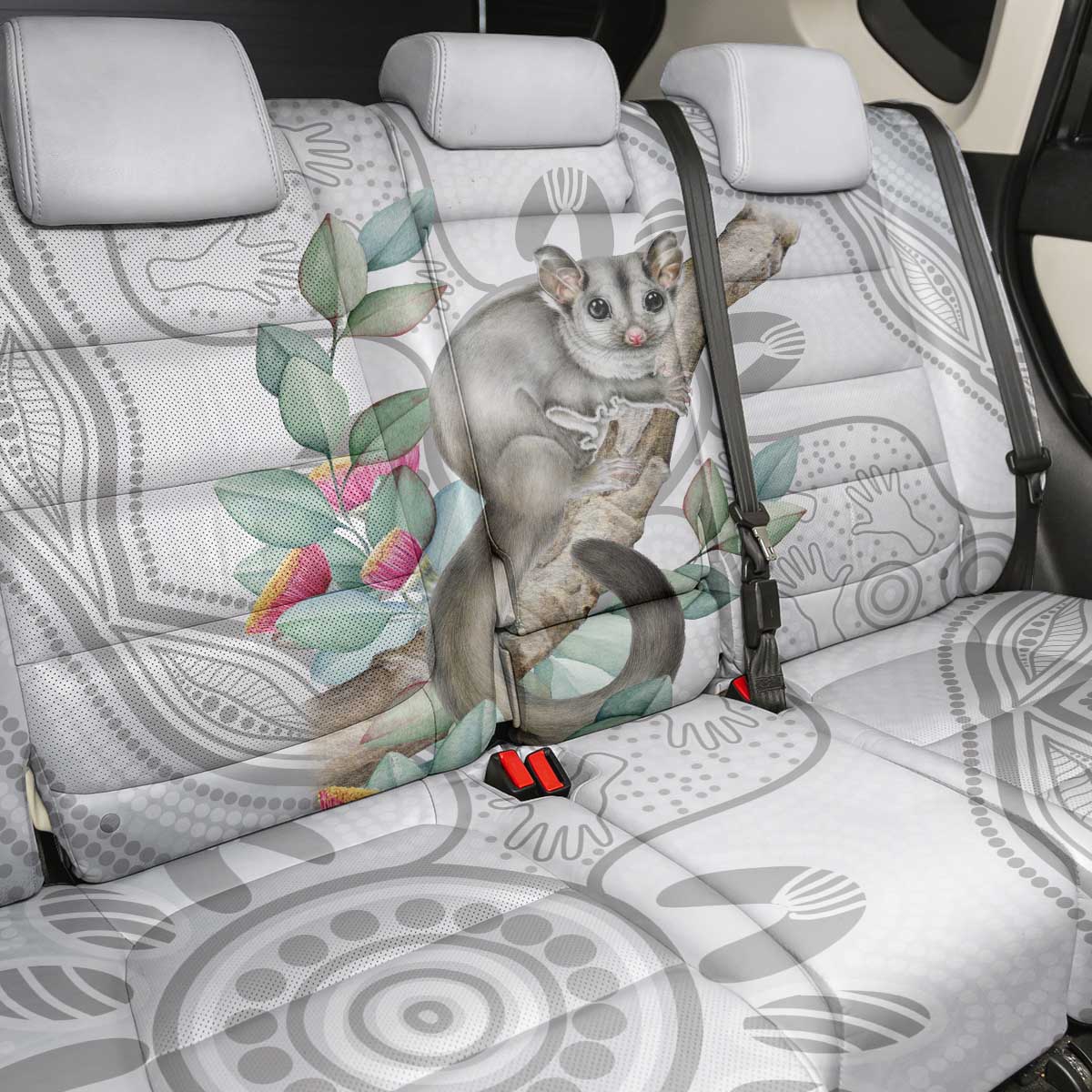 Australia Opossum Back Car Seat Cover Aboriginal Art Gumtree Blossoms Grunge - Aussie Hoodie