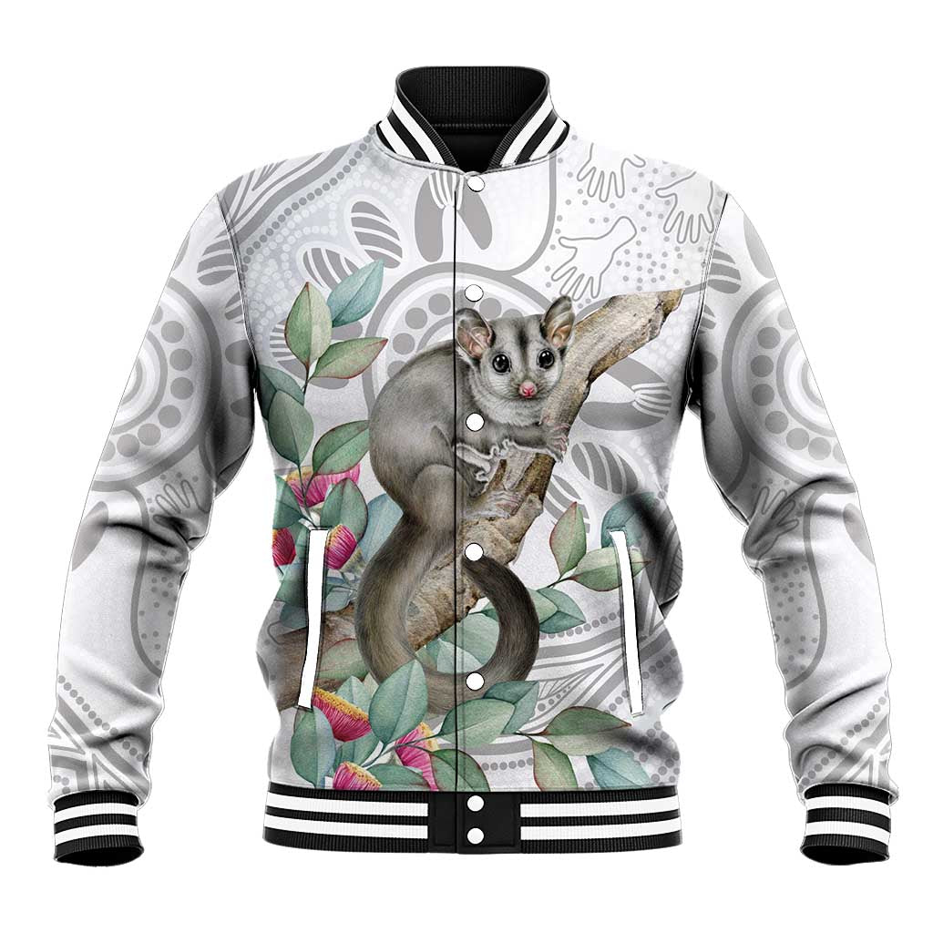Australia Opossum Baseball Jacket Aboriginal Art Gumtree Blossoms Grunge - Aussie Hoodie