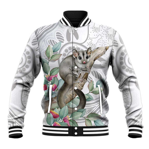 Australia Opossum Baseball Jacket Aboriginal Art Gumtree Blossoms Grunge - Aussie Hoodie