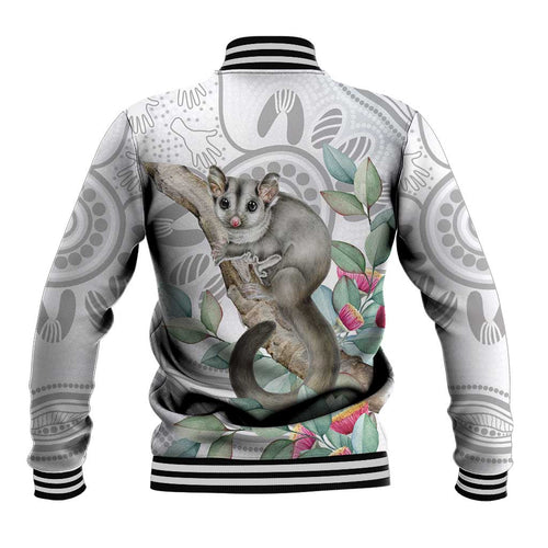 Australia Opossum Baseball Jacket Aboriginal Art Gumtree Blossoms Grunge - Aussie Hoodie