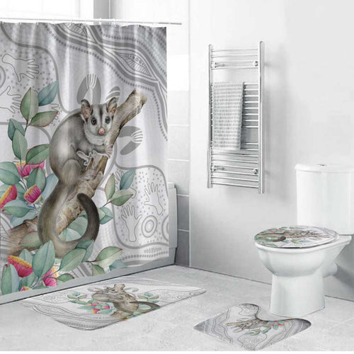 Australia Opossum Bathroom Set Aboriginal Art Gumtree Blossoms Grunge - Aussie Hoodie
