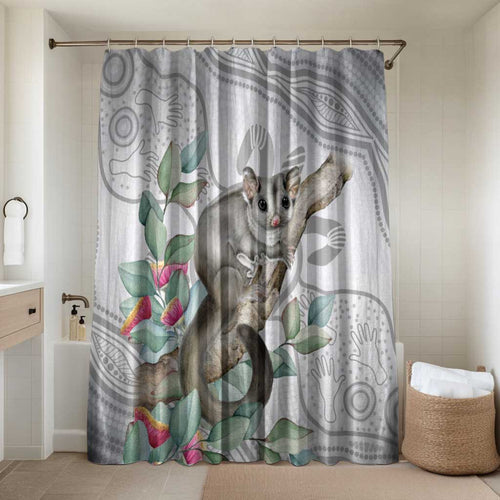 Australia Opossum Bathroom Set Aboriginal Art Gumtree Blossoms Grunge - Aussie Hoodie