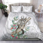 Australia Opossum Bedding Set Aboriginal Art Gumtree Blossoms Grunge - Aussie Hoodie