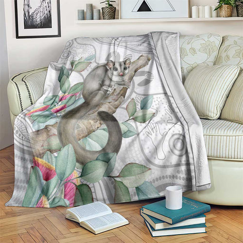 Australia Opossum Blanket Aboriginal Art Gumtree Blossoms Grunge - Aussie Hoodie