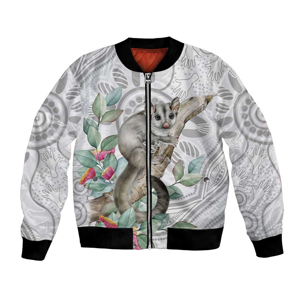 Australia Opossum Bomber Jacket Aboriginal Art Gumtree Blossoms Grunge - Aussie Hoodie