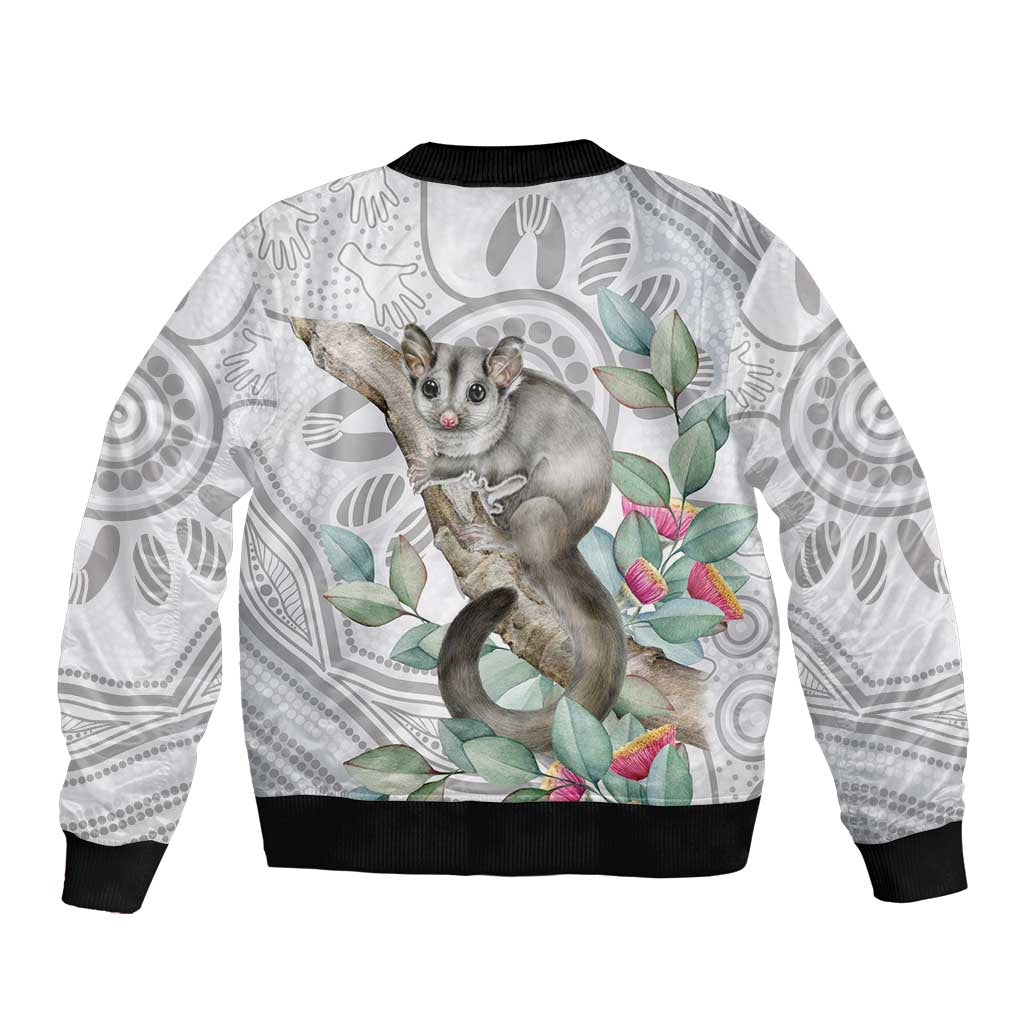 Australia Opossum Bomber Jacket Aboriginal Art Gumtree Blossoms Grunge - Aussie Hoodie