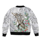 Australia Opossum Bomber Jacket Aboriginal Art Gumtree Blossoms Grunge - Aussie Hoodie