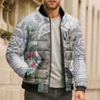 Australia Opossum Bomber Puffer Jacket Aboriginal Art Gumtree Blossoms Grunge - Aussie Hoodie