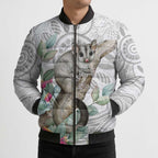 Australia Opossum Bomber Puffer Jacket Aboriginal Art Gumtree Blossoms Grunge - Aussie Hoodie