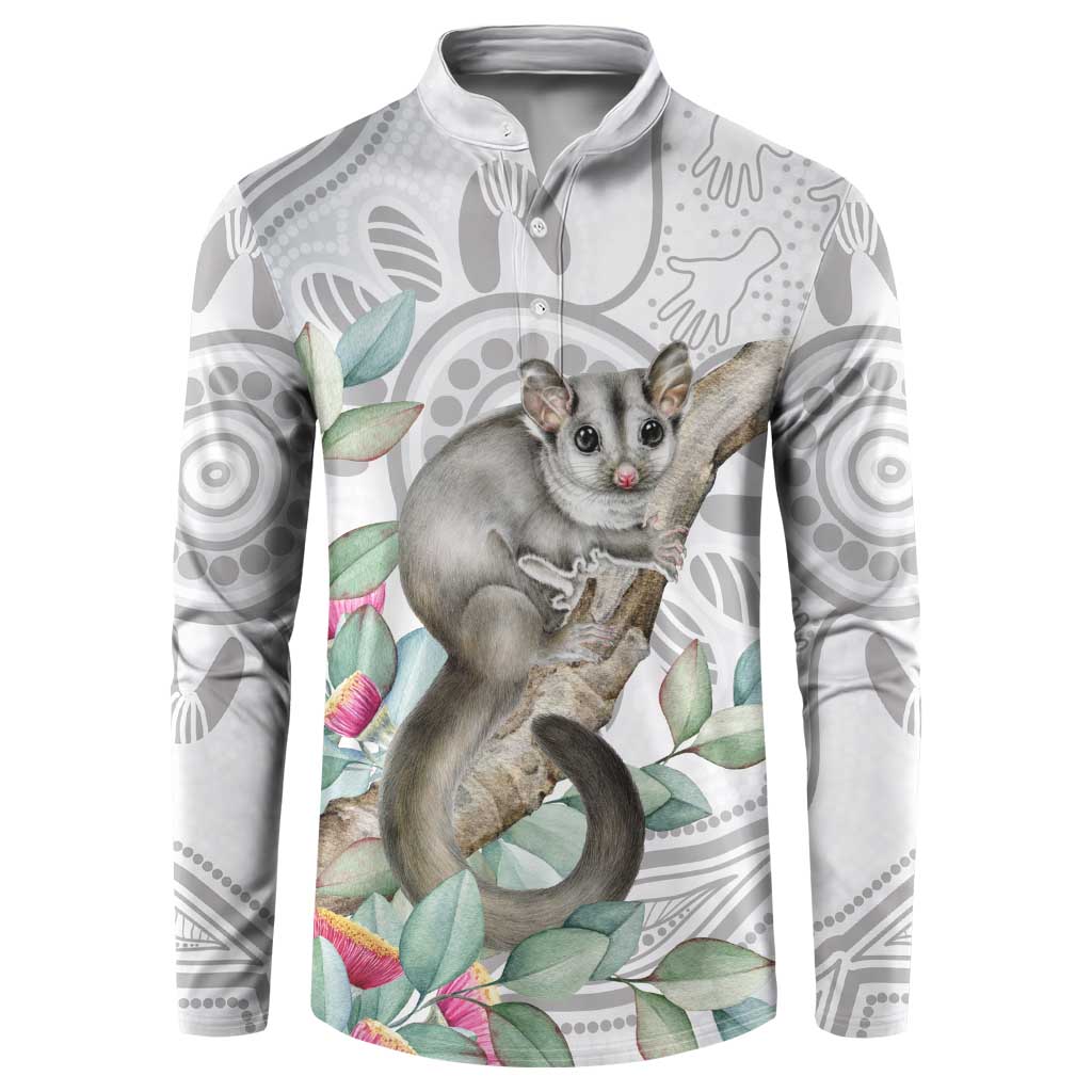 Australia Opossum Button Sweatshirt Aboriginal Art Gumtree Blossoms Grunge - Aussie Hoodie