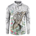 Australia Opossum Button Sweatshirt Aboriginal Art Gumtree Blossoms Grunge - Aussie Hoodie