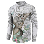 Australia Opossum Button Sweatshirt Aboriginal Art Gumtree Blossoms Grunge - Aussie Hoodie