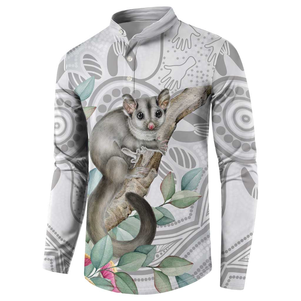 Australia Opossum Button Sweatshirt Aboriginal Art Gumtree Blossoms Grunge - Aussie Hoodie
