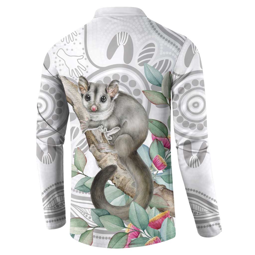 Australia Opossum Button Sweatshirt Aboriginal Art Gumtree Blossoms Grunge - Aussie Hoodie