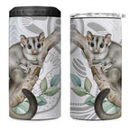 Australia Opossum 4 in 1 Can Cooler Tumbler Aboriginal Art Gumtree Blossoms Grunge - Aussie Hoodie