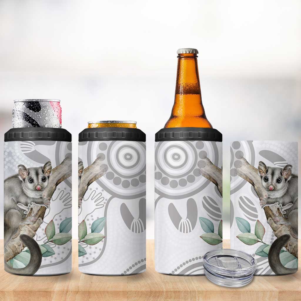 Australia Opossum 4 in 1 Can Cooler Tumbler Aboriginal Art Gumtree Blossoms Grunge - Aussie Hoodie