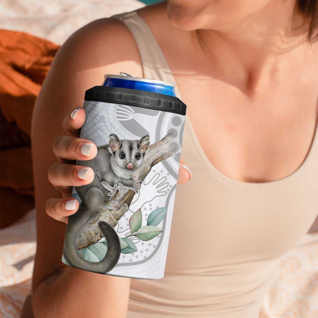 Australia Opossum 4 in 1 Can Cooler Tumbler Aboriginal Art Gumtree Blossoms Grunge - Aussie Hoodie