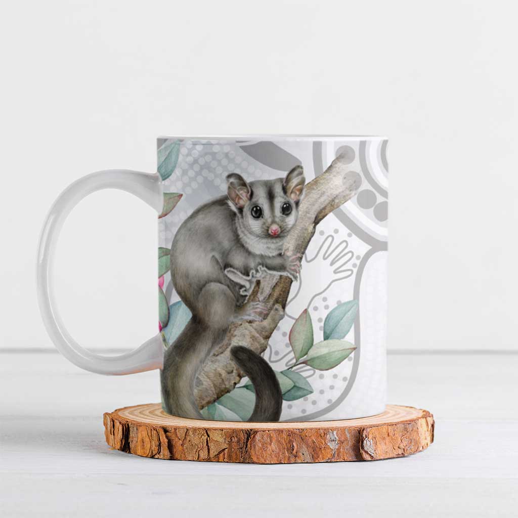 Australia Opossum Ceramic Mug Aboriginal Art Gumtree Blossoms Grunge - Aussie Hoodie