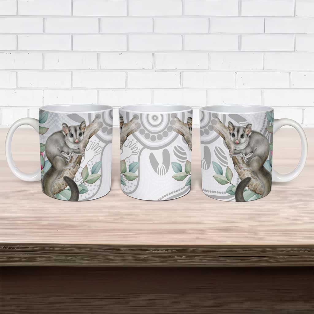 Australia Opossum Ceramic Mug Aboriginal Art Gumtree Blossoms Grunge - Aussie Hoodie
