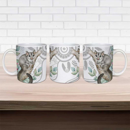 Australia Opossum Ceramic Mug Aboriginal Art Gumtree Blossoms Grunge - Aussie Hoodie