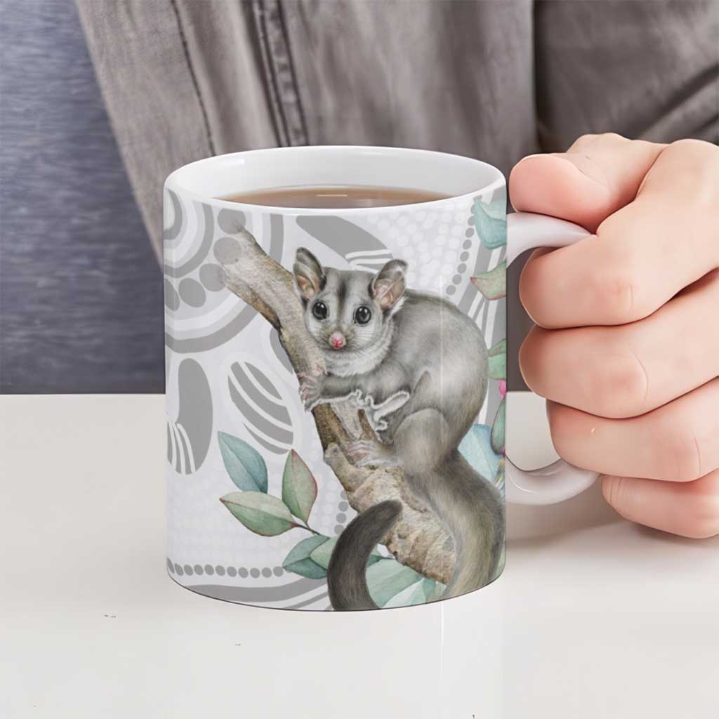 Australia Opossum Ceramic Mug Aboriginal Art Gumtree Blossoms Grunge - Aussie Hoodie