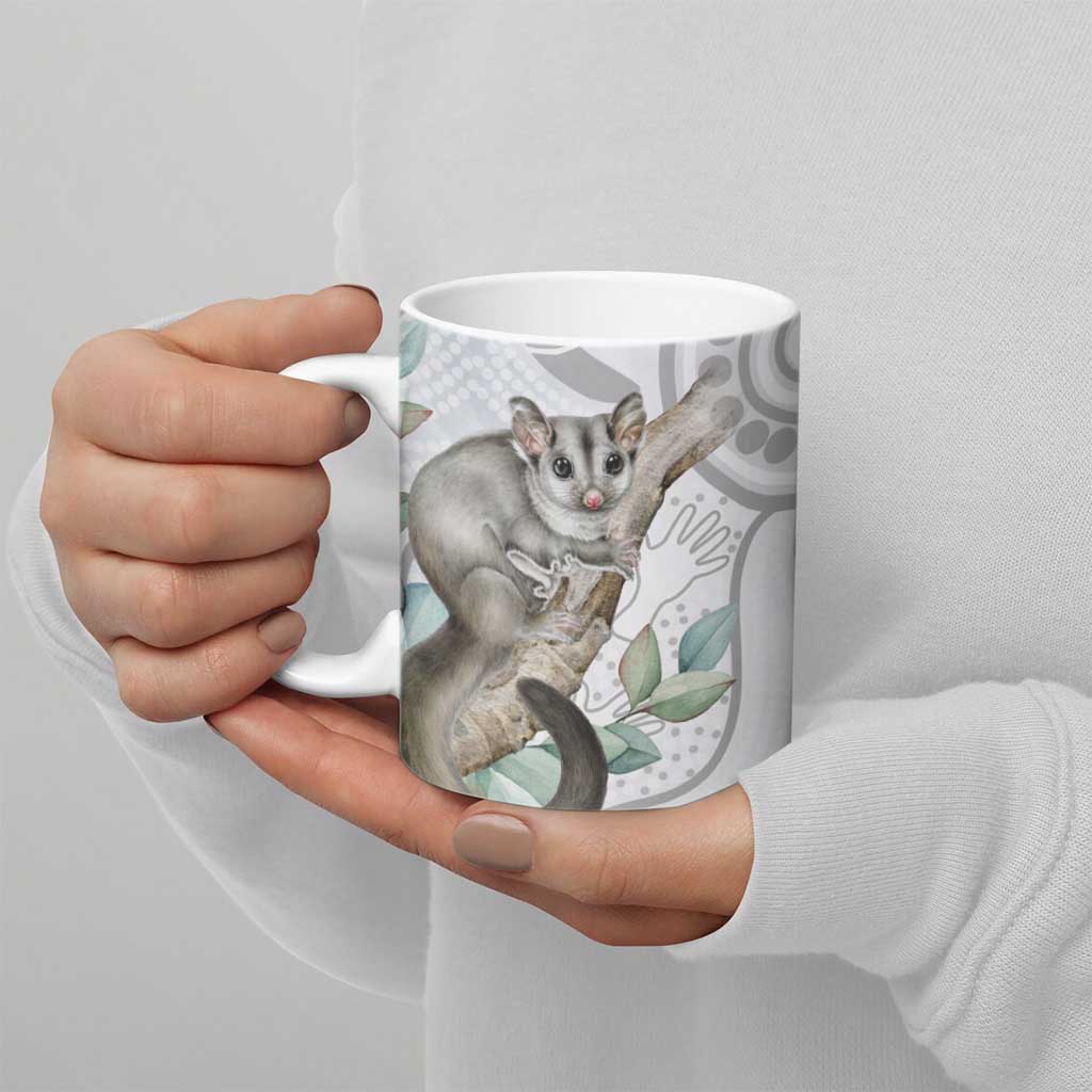 Australia Opossum Ceramic Mug Aboriginal Art Gumtree Blossoms Grunge - Aussie Hoodie