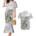 Australia Opossum Couples Matching Mermaid Dress and Hawaiian Shirt Aboriginal Art Gumtree Blossoms Grunge - Aussie Hoodie