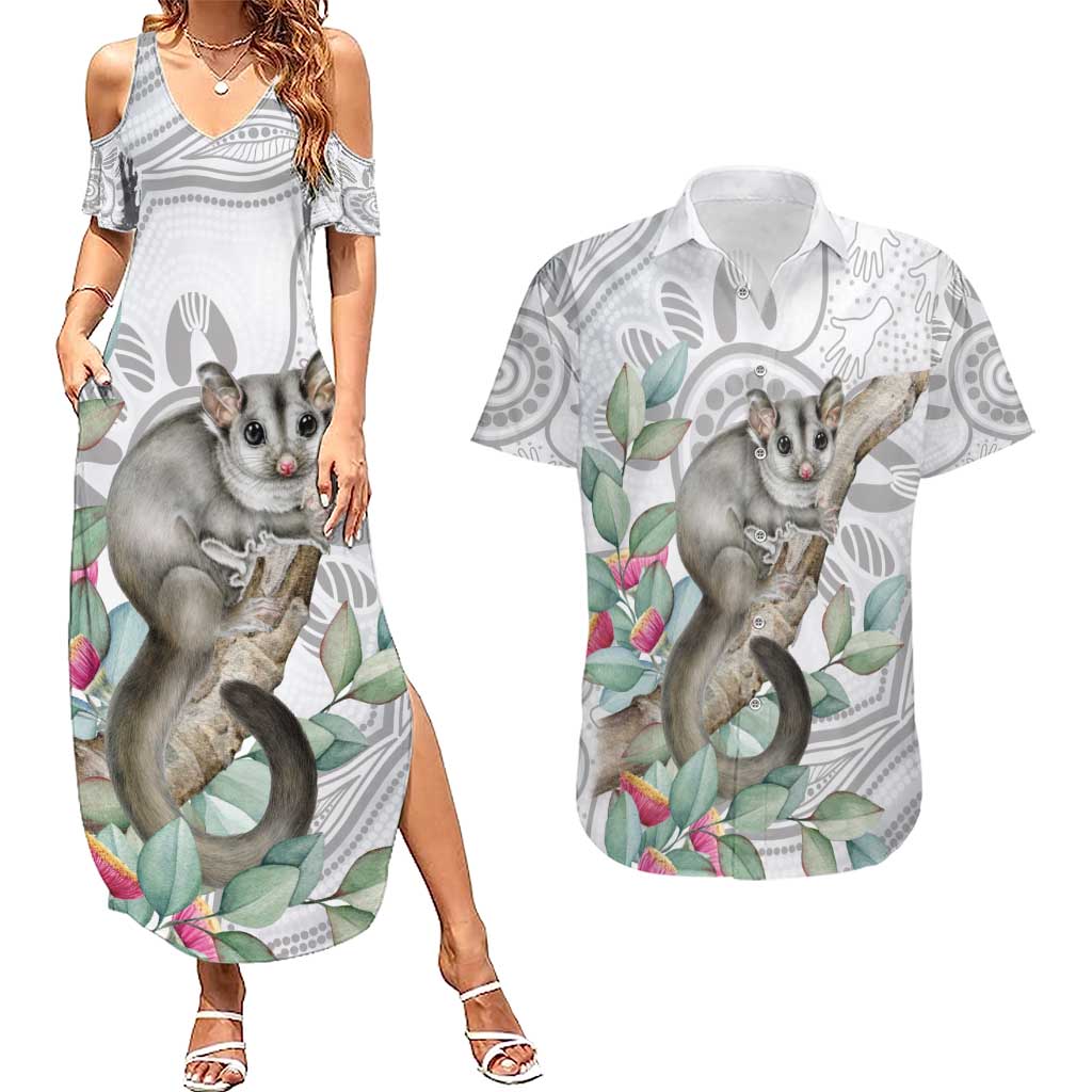 Australia Opossum Couples Matching Summer Maxi Dress and Hawaiian Shirt Aboriginal Art Gumtree Blossoms Grunge - Aussie Hoodie