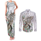 Australia Opossum Couples Matching Tank Maxi Dress and Long Sleeve Button Shirt Aboriginal Art Gumtree Blossoms Grunge - Aussie Hoodie