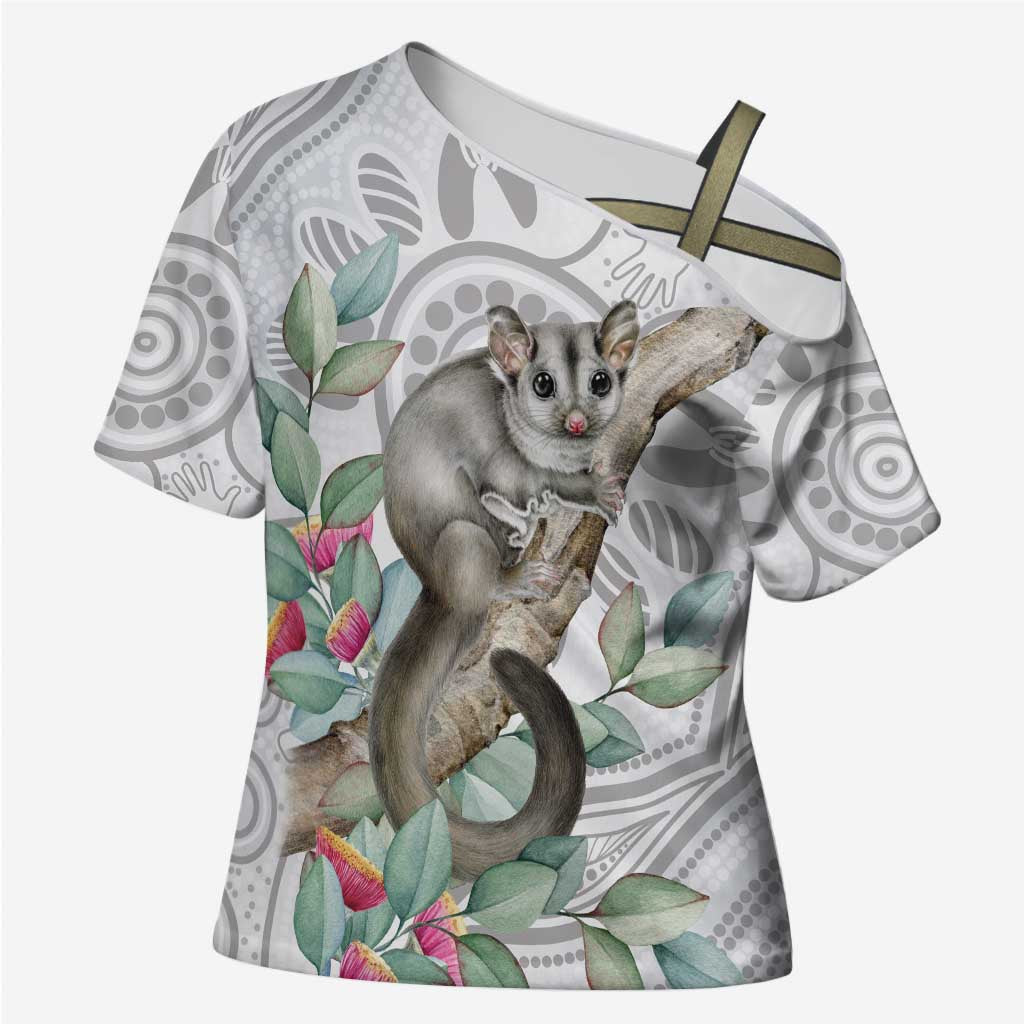 Australia Opossum Cross Shoulder Shirt Aboriginal Art Gumtree Blossoms Grunge - Aussie Hoodie