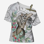 Australia Opossum Cross Shoulder Shirt Aboriginal Art Gumtree Blossoms Grunge - Aussie Hoodie