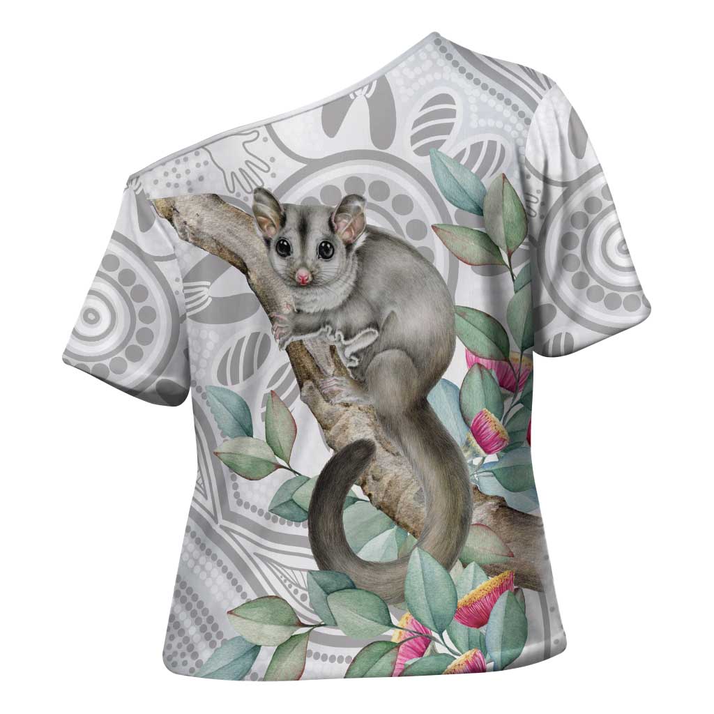 Australia Opossum Cross Shoulder Shirt Aboriginal Art Gumtree Blossoms Grunge - Aussie Hoodie