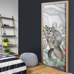 Australia Opossum Door Cover Aboriginal Art Gumtree Blossoms Grunge - Aussie Hoodie