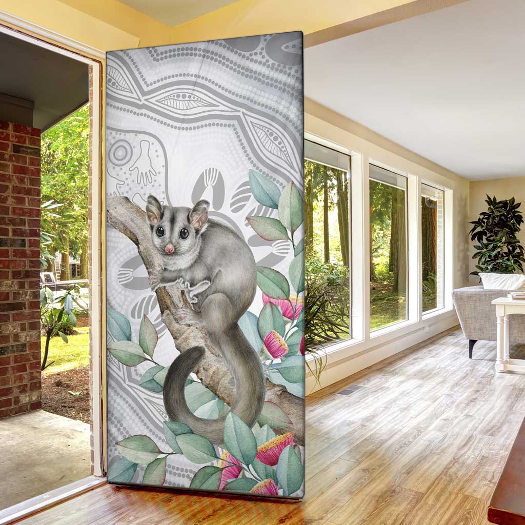 Australia Opossum Door Cover Aboriginal Art Gumtree Blossoms Grunge - Aussie Hoodie