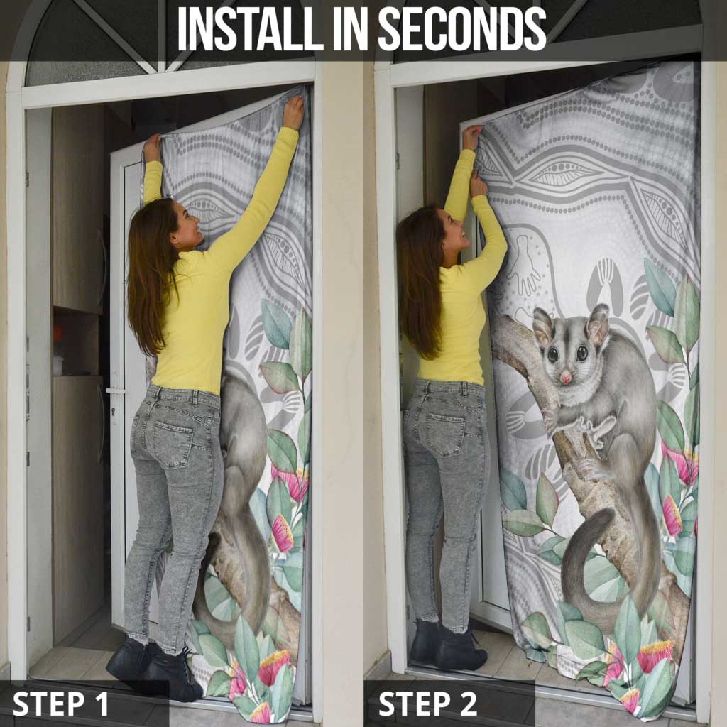 Australia Opossum Door Cover Aboriginal Art Gumtree Blossoms Grunge - Aussie Hoodie
